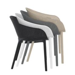 Sky Pro Fauteuil moderne empilable avec coque microperforée en polypropylène