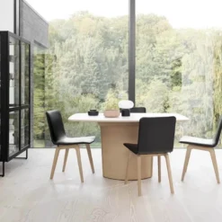 SM116/SM117 Table scandinave pied central extensible en stratifié fabriquée au Danemark