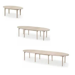 SM78 Table de salle à manger ovale scandinave en bois avec allonges