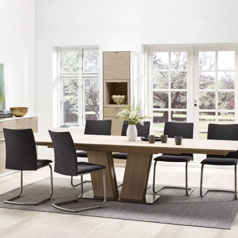 SM39 Table en bois moderne extensible avec pied central