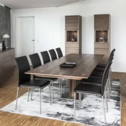 SM39 Table en bois moderne extensible avec pied central