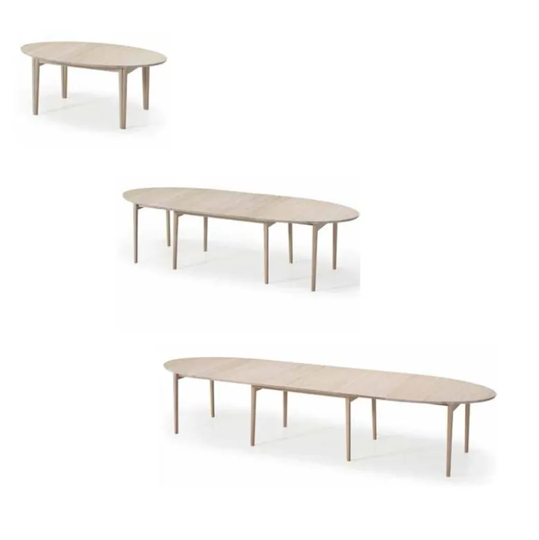 SM78 Table ovale extensible en bois massif fabriquée au Danemark