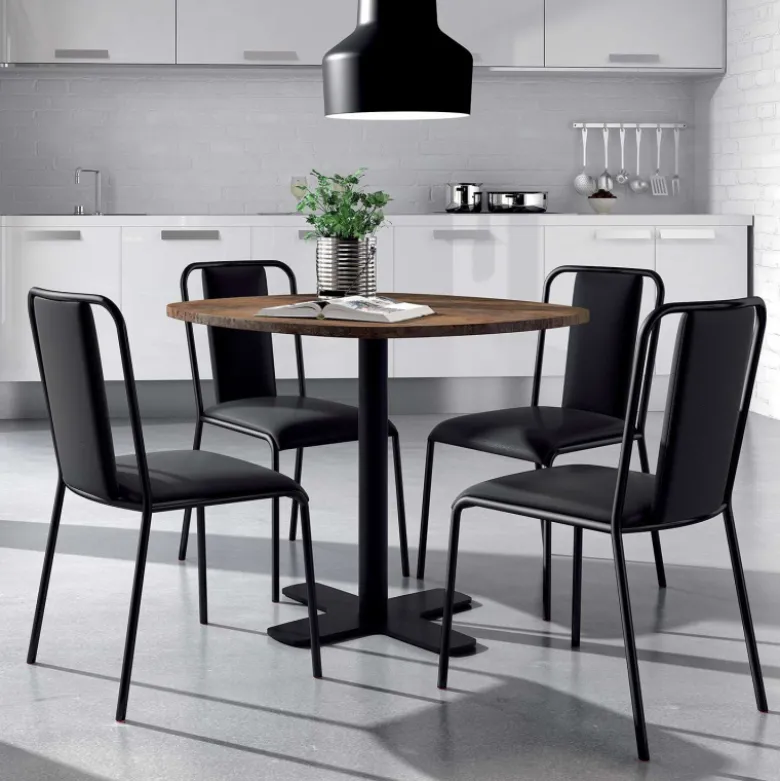Spinner Table ronde pour cuisine en stratifié avec pied central