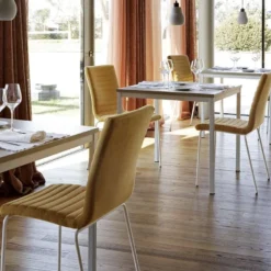 Star Midj® Chaise moderne empilable en tissu et métal