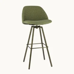 Swiftie Tabouret de bar pivotant en tissu et pieds métal