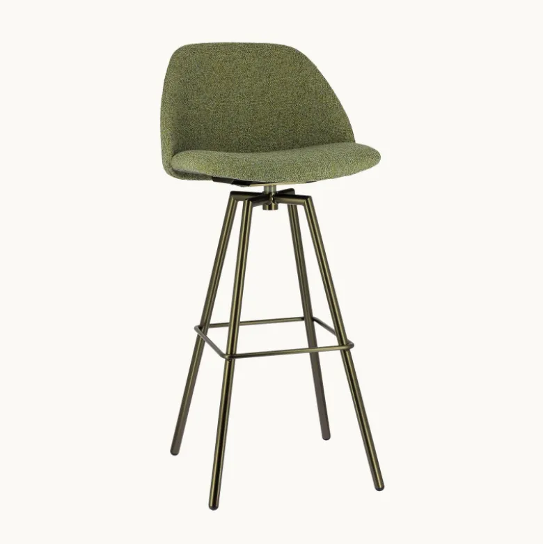 Swiftie Tabouret de bar pivotant en tissu et pieds métal