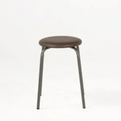 TabRond Tabouret bas empilable en métal et simili