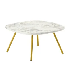 Trevi Table basse carrée moderne en stratifié avec pieds en métal