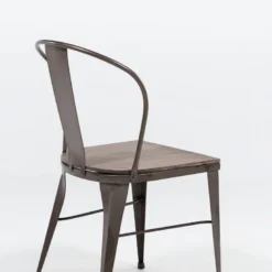 Turia 631 Chaise industrielle vintage en métal avec assise bois