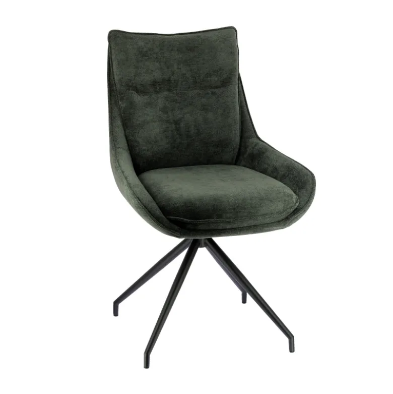 ValentineChaise pivotante en tissu avec poignée et pieds en métal