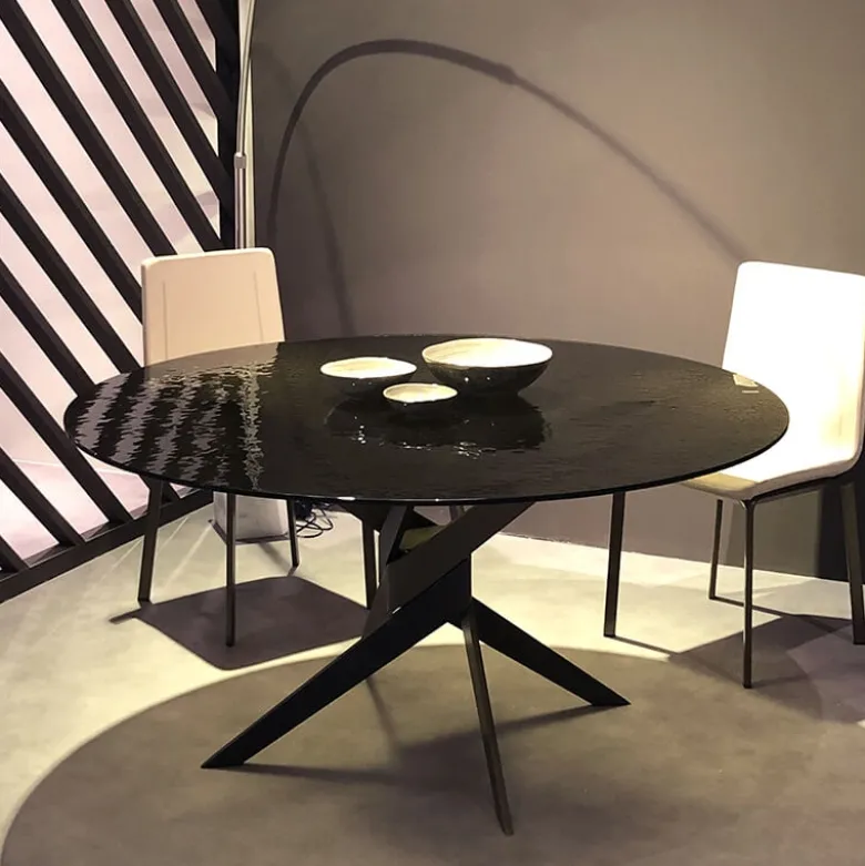 Vertigo Table ronde en verre design italien pied central