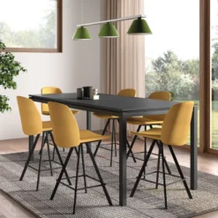 Vicenza Table haute snack en stratifié avec pieds en métal