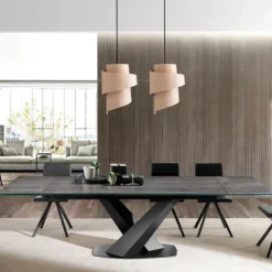 Victory Table design en céramique avec allonges pied central en V