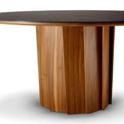 Volute Table ronde en bois et céramique design