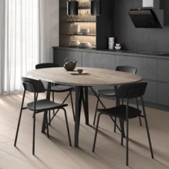 Wacko 2.0 Table ronde moderne extensible à pieds métalliques