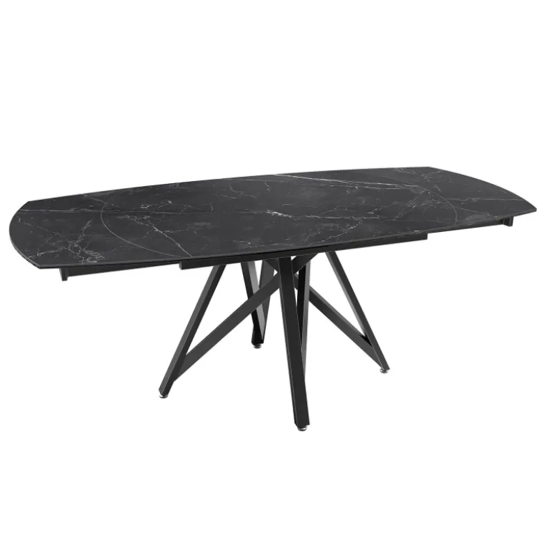 WarholTable moderne en céramique extensible avec pied central design en métal noir