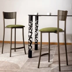 Wasabi Carrier® Tabouret haut assise en tissu et structure en métal fabrication française