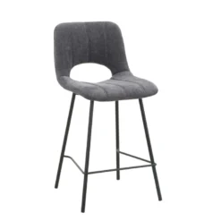 WilliamTabouret cosy en tissu avec pieds en métal noir