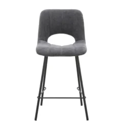WilliamTabouret cosy en tissu avec pieds en métal noir