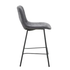 WilliamTabouret cosy en tissu avec pieds en métal noir
