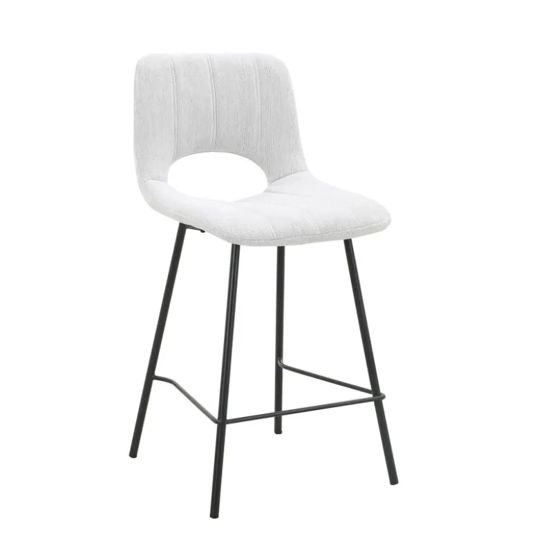 WilliamTabouret cosy en tissu avec pieds en métal noir