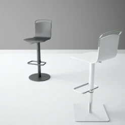 Win Tabouret design réglable et pivotant métal chromé et bois