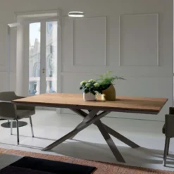 4x4 Table design extensible rectangulaire en bois et métal