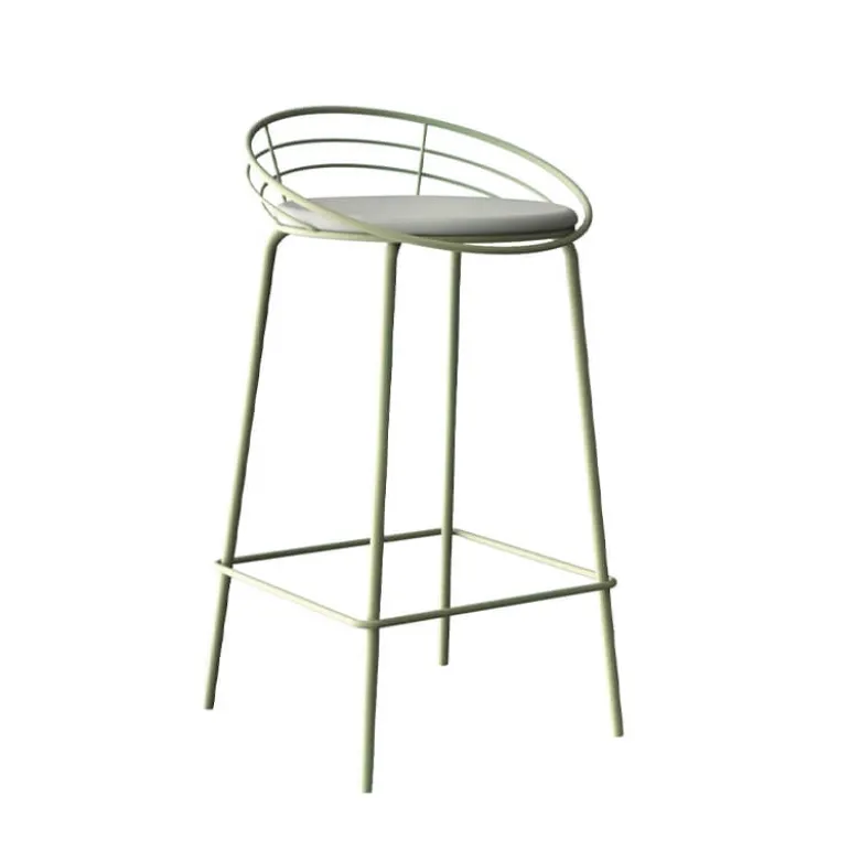 Yaël Carrier® Tabouret haut français rembourré en métal et simili