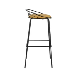 Yaël Carrier® Tabouret haut français rembourré en métal et simili