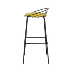 Yaël Carrier® Tabouret haut français rembourré en métal et simili