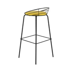 Yaël Carrier® Tabouret haut français rembourré en métal et simili