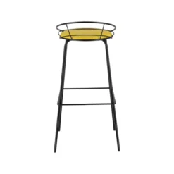 Yaël Carrier® Tabouret haut français rembourré en métal et simili