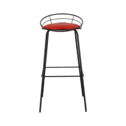 Yaël Carrier® Tabouret haut français rembourré en métal et simili