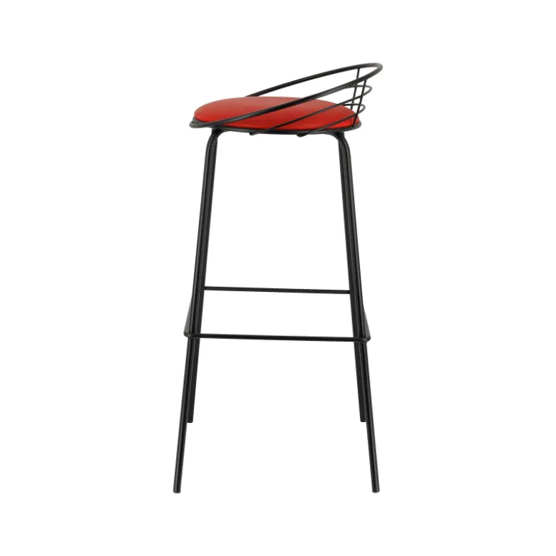 Yaël Carrier® Tabouret haut français rembourré en métal et simili
