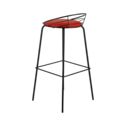 Yaël Carrier® Tabouret haut français rembourré en métal et simili