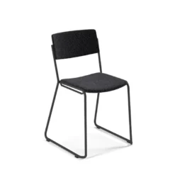 Zoom Chaise de salle à manger épurée en tissu pieds en traîneau